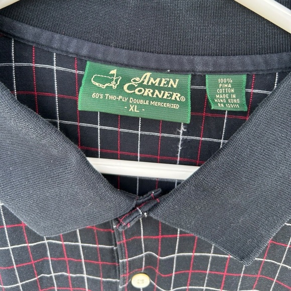 Amen Corner Authentic Masters Golf Polo - Size XL - 100% Cotton - Plaid - Picture 8 of 10